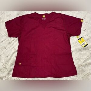 WonderWink Origins Maroon Wine Red Scrub Medical Top Work Uniform